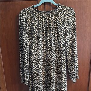 J. Crew Leopard Print Long Sleeve Dress in Black and Cream